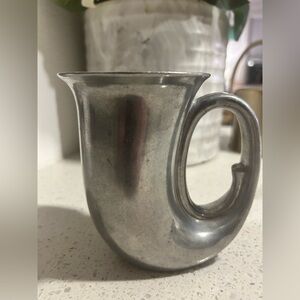 Vintage Duratale Leonard Pewter Horn Mug Tankards Stein 5" tall Made in Italy